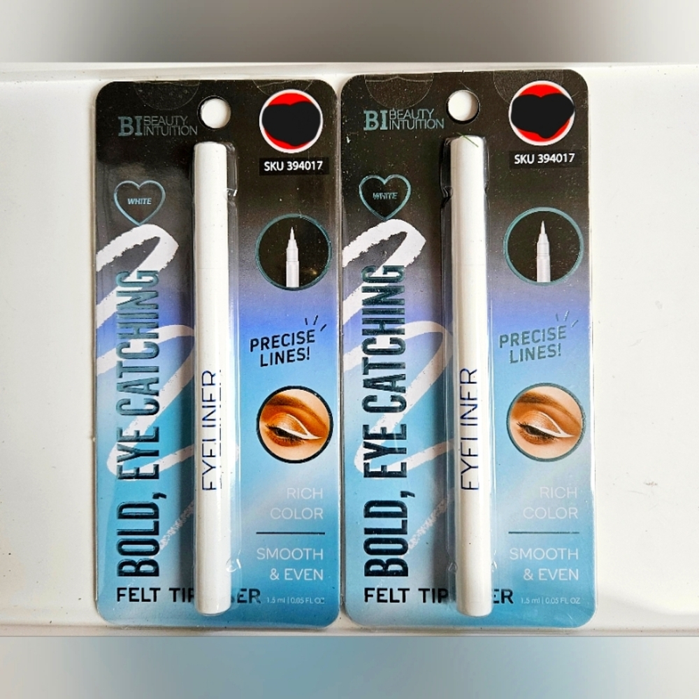 NWT 》2×《 BEAUTY INTUITION WHITE FELT TIP LIQUID EYELINERS!